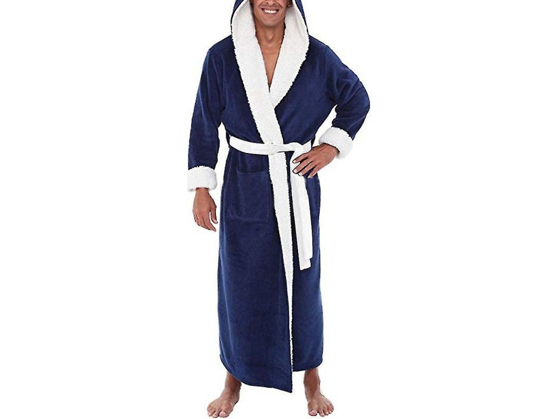 2026-bata De Baño Con Capucha Para Hombres Suave De Poliéster - Camisón Nócturno