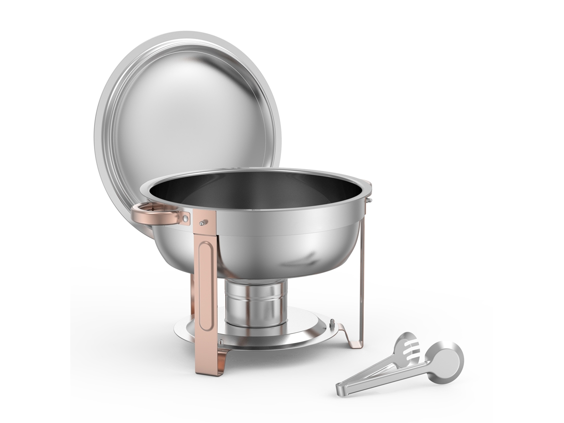 Juego de 4 platos calefactores Succebuy de 4,7 l, redondos, color oro rosa