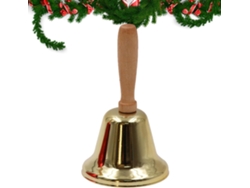 Campana Dorada Con Diseño, Adornos Navideños, Campana Navideña - Campana De Mesa De Estilo Rústico Con Mango De Madera.