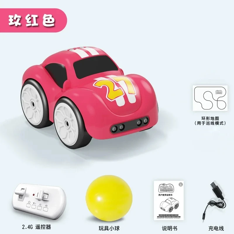 (rosa) Carrinho Elétrico De Brinquedo Com Funções De Desvio De Obstáculos, Seguimento E Carregamento.