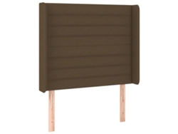 Maison Exclusive - Cabecero Con Orejas De Tela Marrón Oscuro 103x16x118/128 Cm