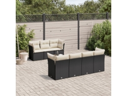 Conjunto de sofá de jardín de 8 piezas con cojines en mimbre sintético negro de DKD Home Decor