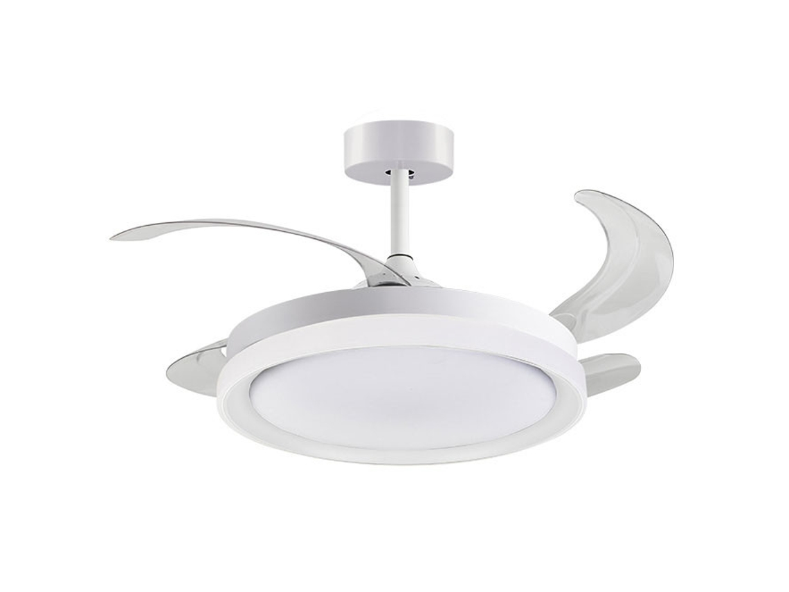 Ventilador de Techo Kigali Blanco/Blanco 4 Aspas Retráctiles 72W Led 3000-4000-6000K Alt.35Xd.108/50Cm FERRIMEX