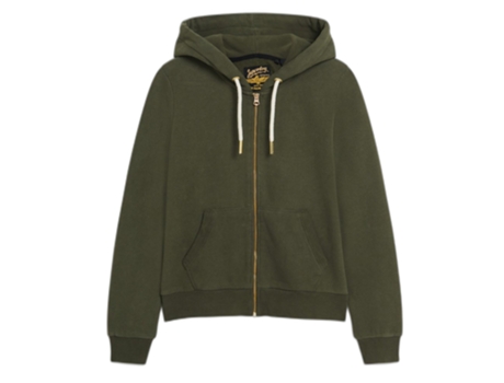 Sudadera con Capucha de Mujer SUPERDRY Cremallera Efecto Tatuaje Verde (XS)