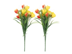 Ramo De Tulipanes Artificiales (2 Piezas) - Flor Decorativa Para El Hogar, Jardín, Boda, Fiesta