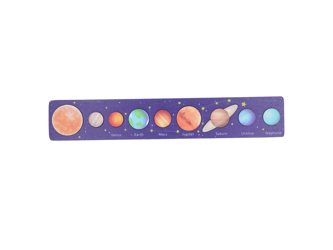 Bjww-modelo Do Sistema Solar Em Madeira Com Fundo Azul Longo, Quebra-cabeça Educativo Científico Para Meninas E Meninos, Sol Vermelho