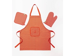 Delantal BENETTON y Set 3 Piezas Algodón (Rojo - 30x25 cm)