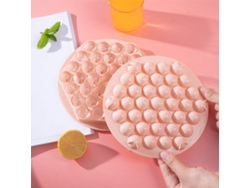 Bandeja Redonda Para Cubitos De Hielo Con 37 Rejillas, Molde Para Burbujas Y Tapa Para Bebidas, Café Y Cócteles, Color Rosa.