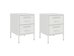 Maison Exclusive - Mesitas De Noche 2 Unidades Acero Blanco 36x39x50,5 Cm