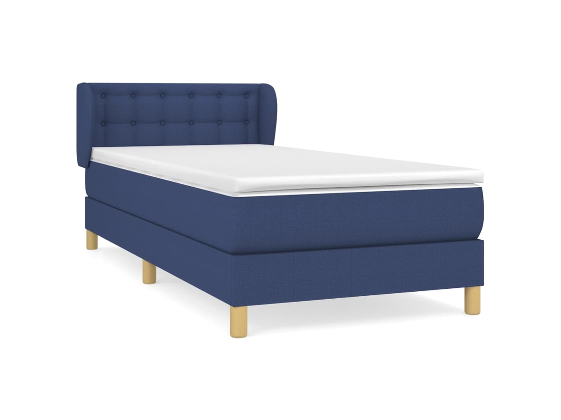 Maison Exclusive - Cama Box Spring Con Colchón Tela Azul 80x200 Cm