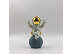 Estátua de Astronauta Decorativa em Pvc Branco e Dourado para Lar, Mesa e Prateleira