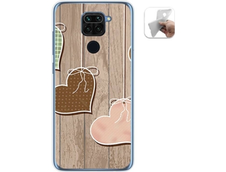 Carcasa Xiaomi Redmi Note 9 TUMUNDOSMARTPHONE Corazones Madera Multicolor