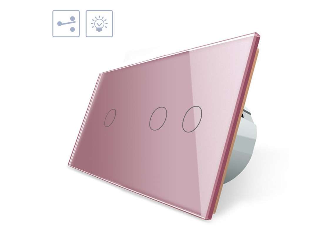 Conmutador 2 Módulos Táctil Botones Frontal Rosa LEDBOX