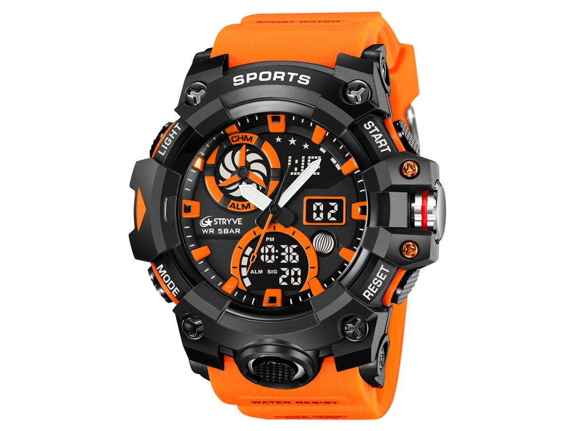 Reloj Deportivo Para Hombre (naranja), Cronógrafo Multifuncional Con Alarma Luminosa, Reloj De Pulsera Para Estudiantes.