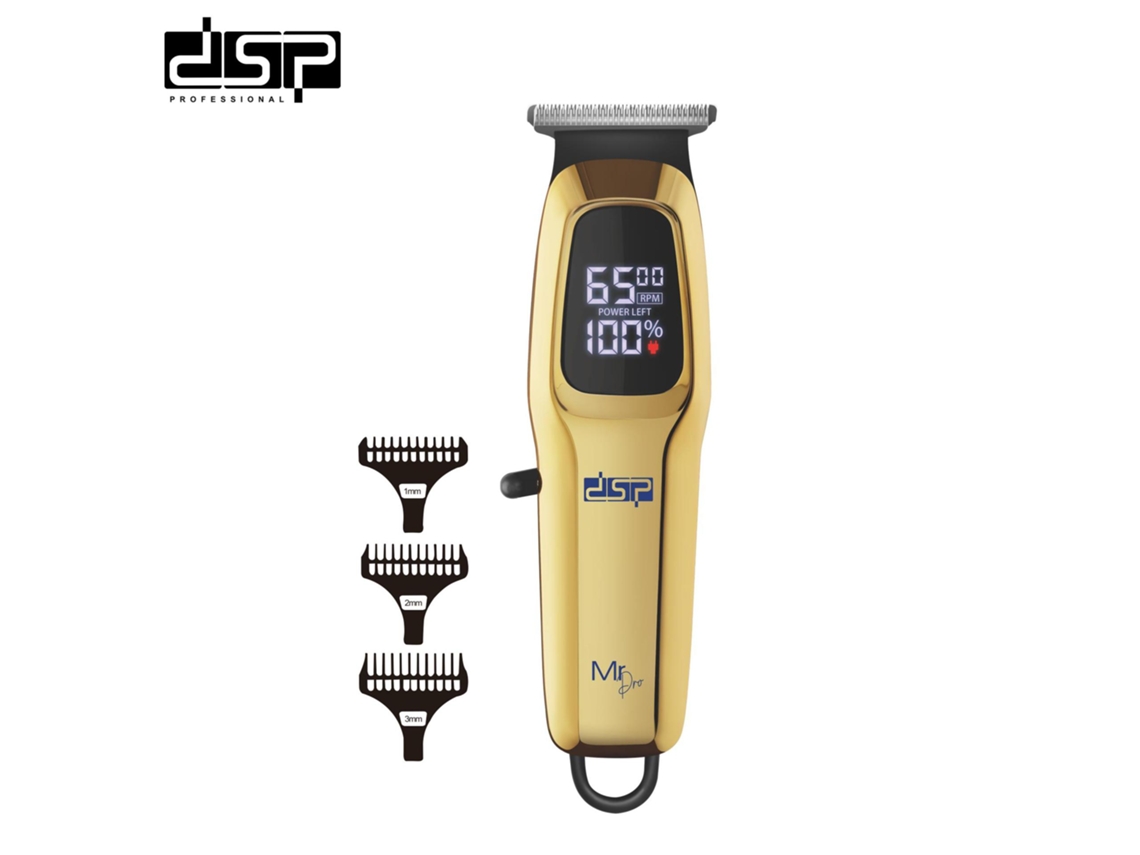 Máquina de cortar cabelo elétrica com visor digital LED, aço inoxidável, sem água, acabamento escovado, com motor interno. MDUG (carregamento USB)