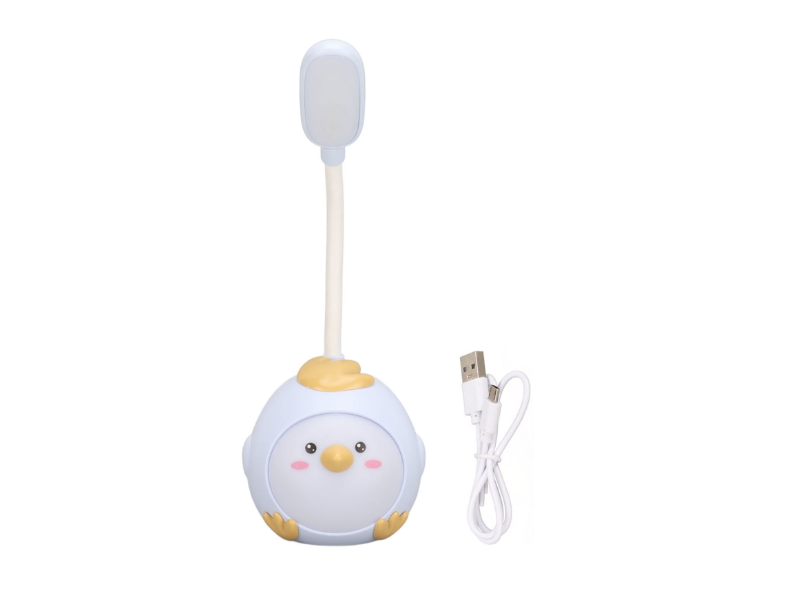 Lámpara De Escritorio Led Con Carga Usb Protectora De Ojos, Base De Pollo Bonito Y Luz Nocturna Flexible Azul