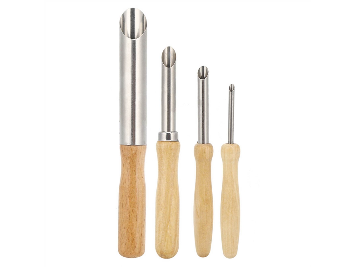 Juego De 4 Herramientas De Cerámica Con Mango De Madera Para Cortar Y Taladrar Arcilla Circular.