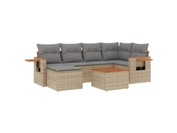 Conjunto de 7 sofás de jardín con cojines de mimbre beige MAISON EXCLUSIVE (7 piezas)