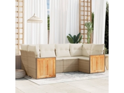 Conjunto de 6 sofás de jardín con cojines de mimbre beige Dkd Home Decor