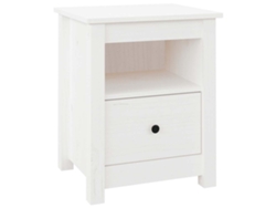 Mesita de noche de madera maciza de pino, blanca, MAISON EXCLUSIVE (40x35x49 cm)