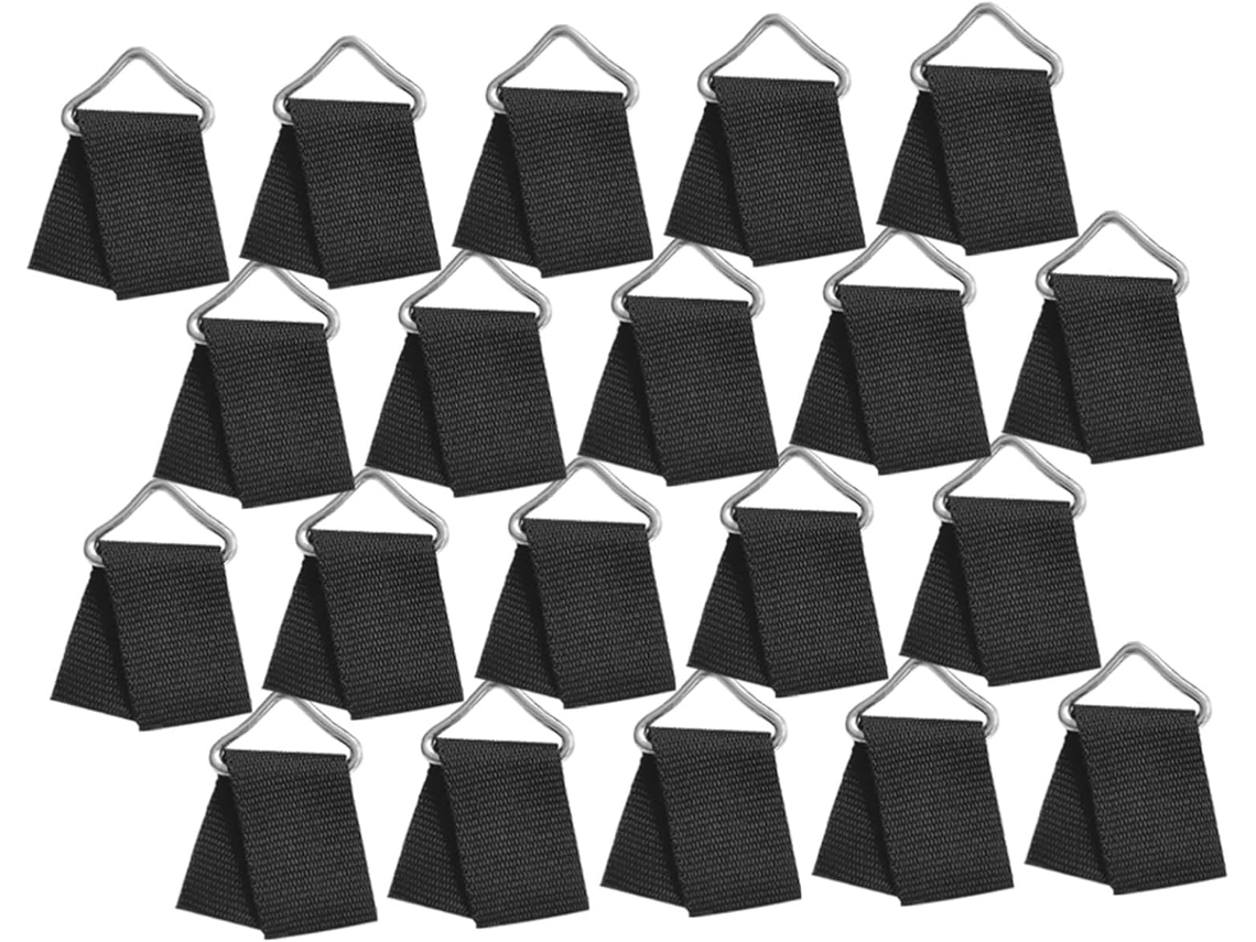 Juego de 60 anillas triangulares reforzadas para trampolines, con anillas en V de metal galvanizado y correas para la lona de salto.
