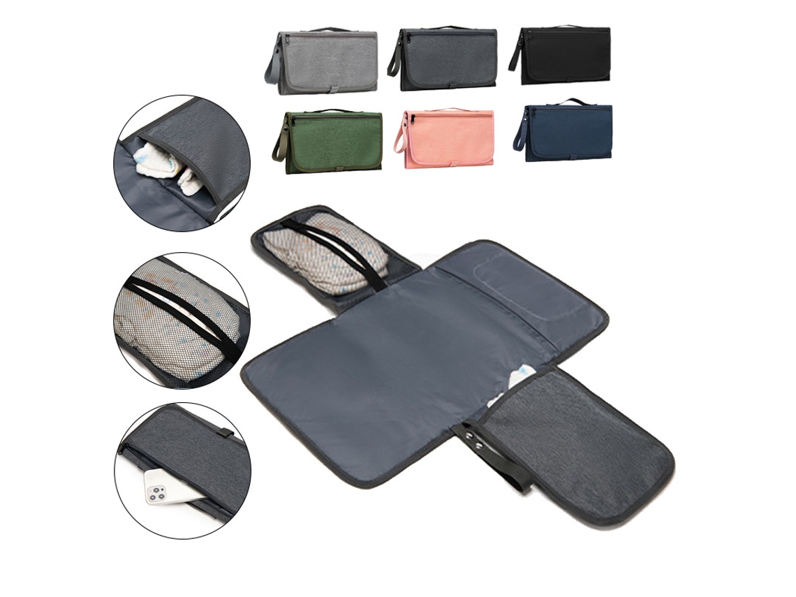 Bolsa cambiadora portátil para bebé, impermeable, plegable, ideal para viajes y actividades al aire libre (gris oscuro).