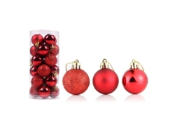 24 Bolas Decorativas Reutilizables Con Mucho Brillo Para Árbol De Navidad, 6 Cm, Rojas