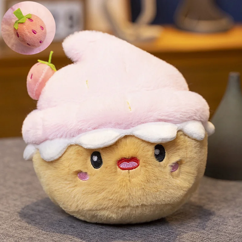 (fresa 15cm-25cm) Lindo Peluche Realista Con Forma De Pastel, Muñeco Con Forma De Pastel