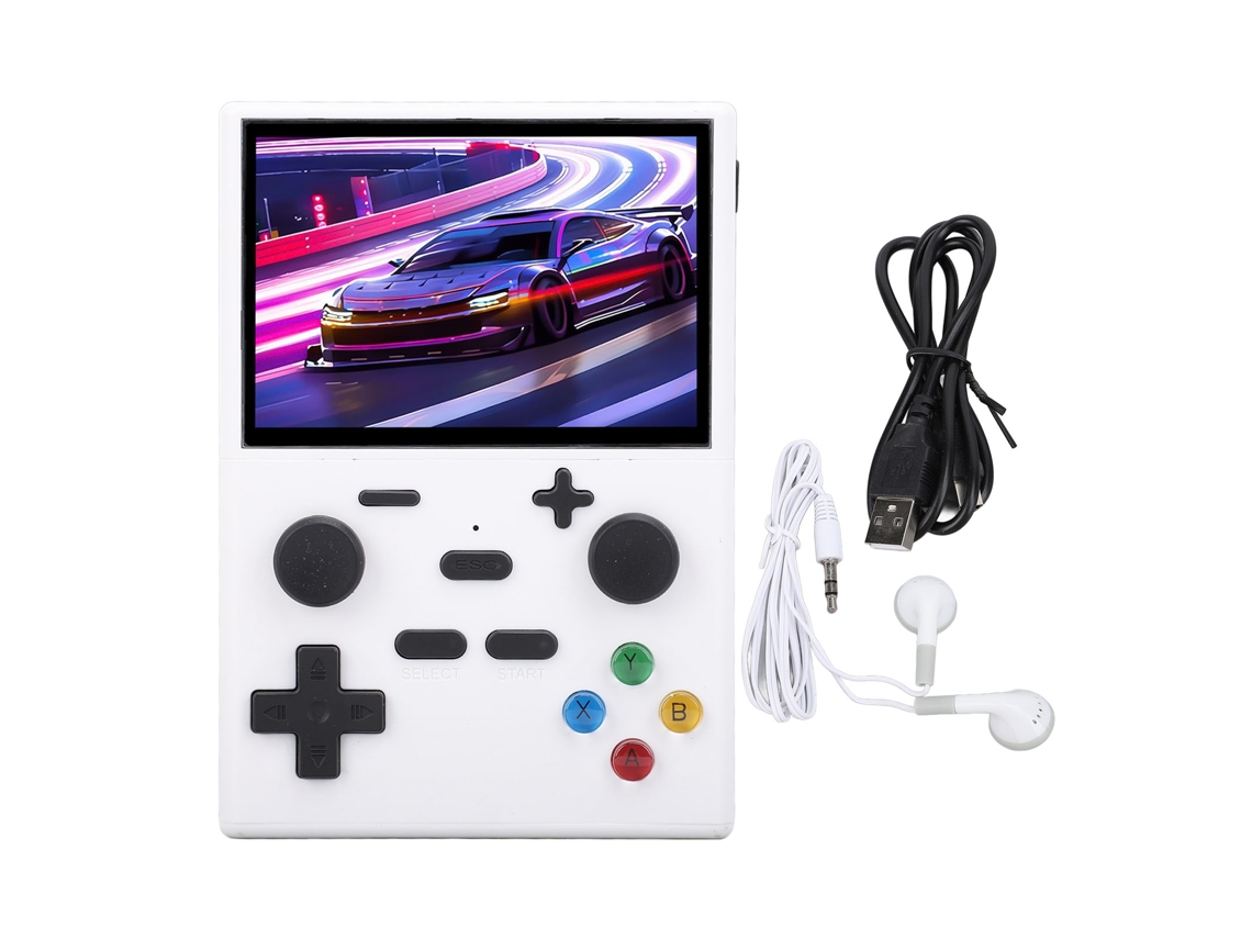 Consola De Juegos Linux Retro Portátil Con Pantalla Ips De 3,5 Pulgadas, Salida Multimedia Hd E Interfaz Blanca.
