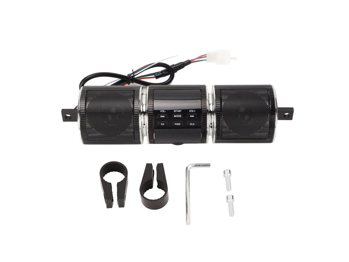 Altavoz Bluetooth inalámbrico para motocicleta, IP54, resistente al agua, 12 V CC, sistema de sonido para manillar, color negro