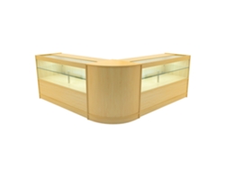 Conjunto de mostrador comercial MonsterShop Selene, arce, 2xC1500 1xCM60, MDF y vidrio templado