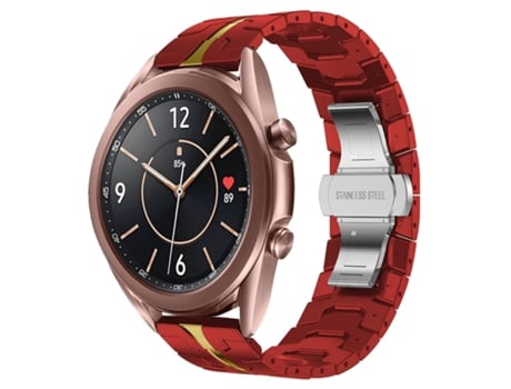Correa de reloj inteligente para Samsung Galaxy Watch3 41 mm Armor Correa de reloj de metal de acero inoxidable (rojo + dorado)