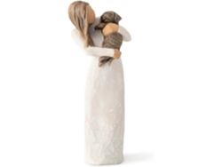 Figura de Rebe esculpida y pintada a mano: Feliz amistad con un querido perro mascota.