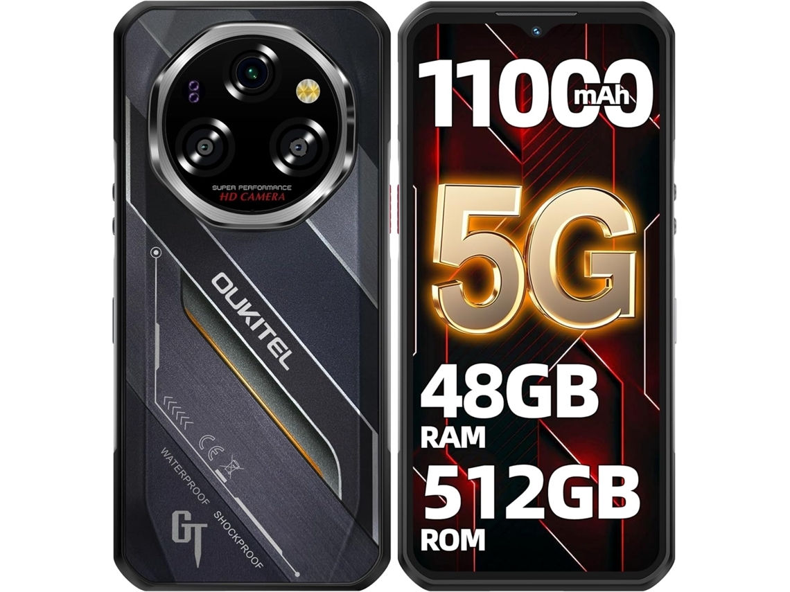 Smartphone resistente OUKITEL WP200 Pro, 72 GB, 1 TB, pantalla FHD+ de 6,7" (120 Hz), batería de 8800 mAh, cámara de 108 MP + 32 MP, NFC, OTG, color negro.
