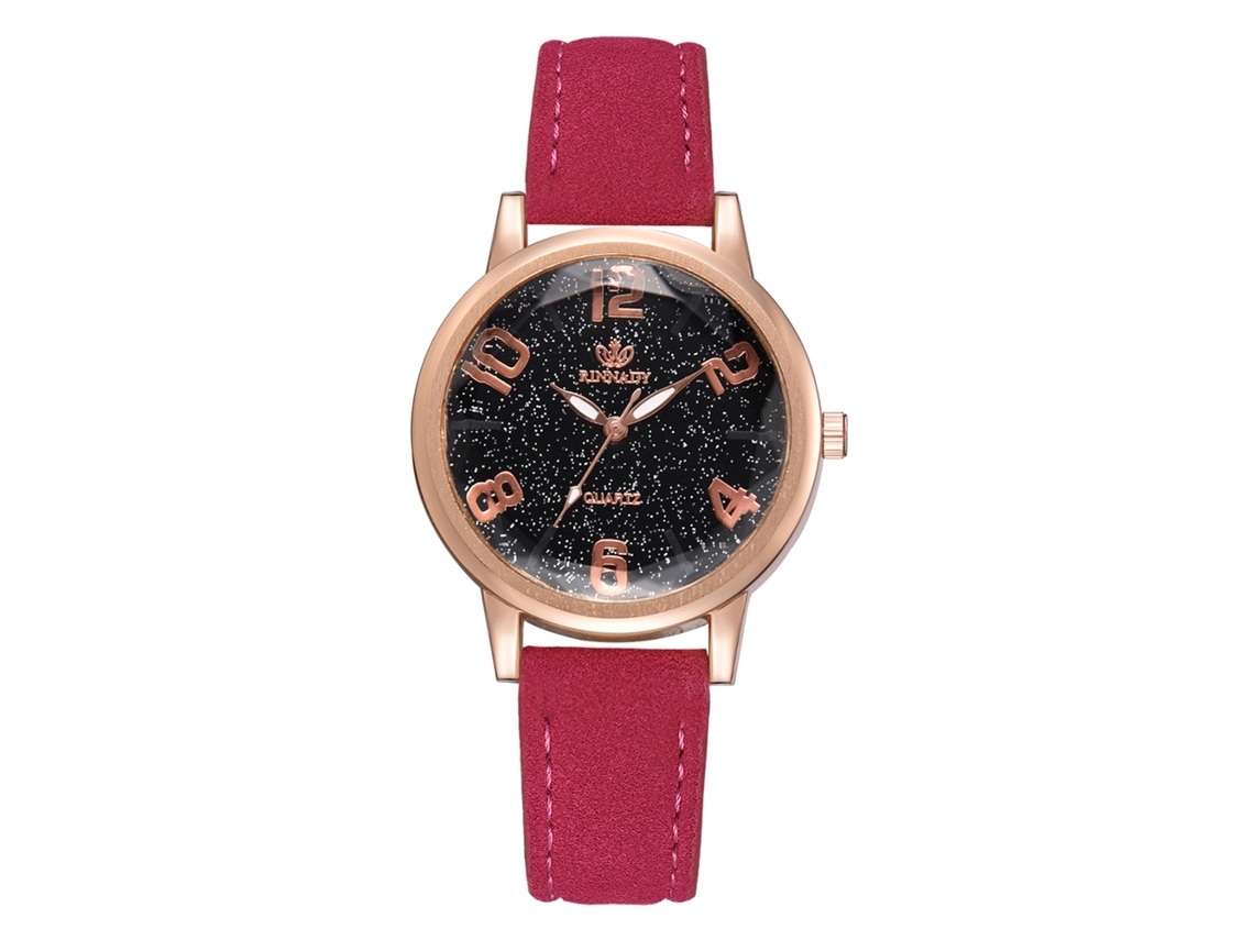 Reloj De Cuarzo Para Mujer Con Correa De Pu, Estilo Sencillo, Rosa, Redondo, Aleación Ligera.
