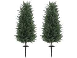 2 Estacas De Ciprés Para Fijación Al Suelo, 100 Cm, Plástico Realista.