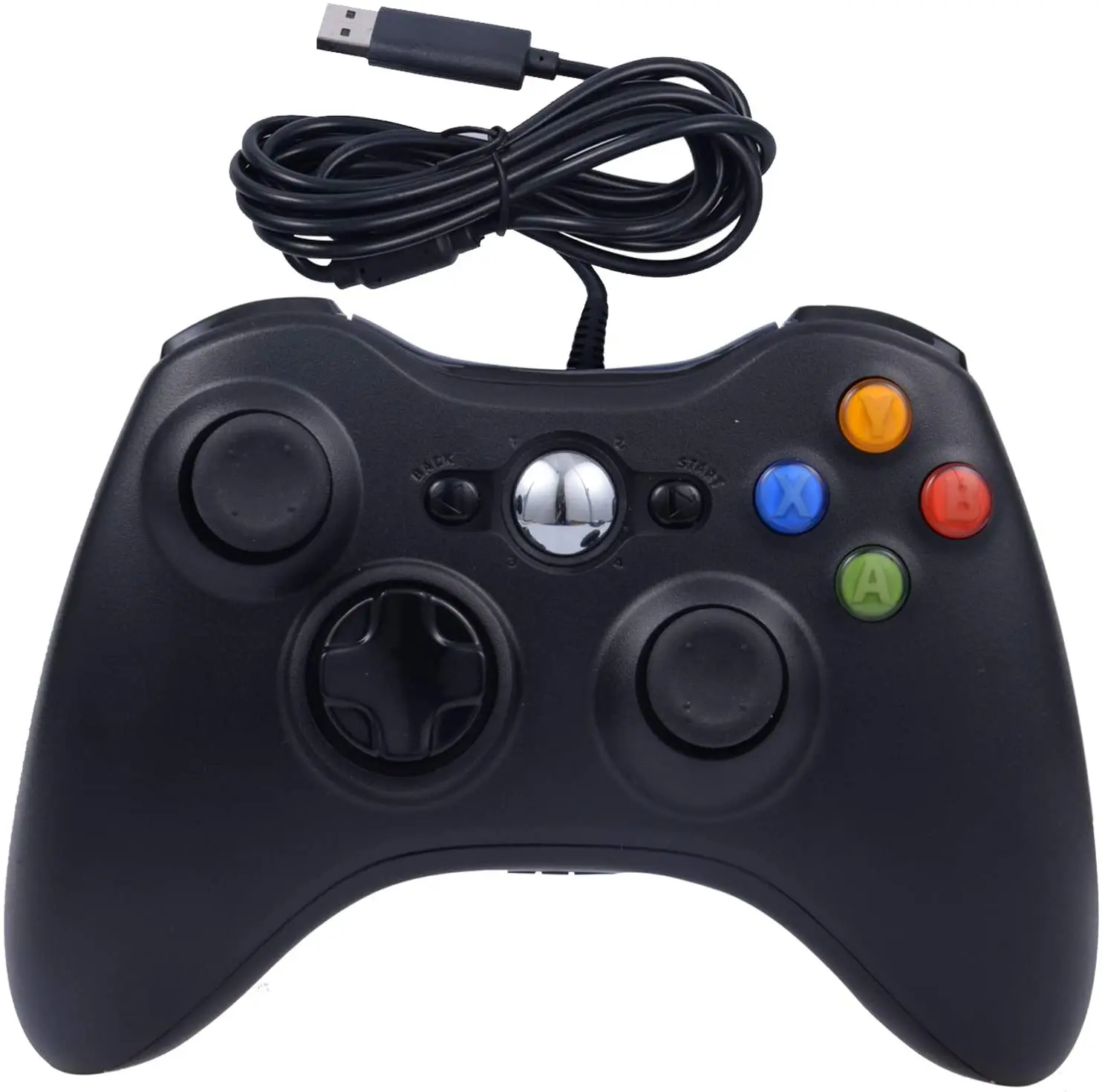 Mando de juegos USB con cable para Xbox 360 y PC con Windows 7/8/10, Joypad, color negro