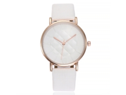 Reloj De Pulsera De Moda Para Mujer En Piel Sintética Con Esfera Redonda Y Movimiento De Cuarzo Blanco.