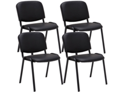 Juego de 4 sillas de visita Ken en piel sintética negra Clp