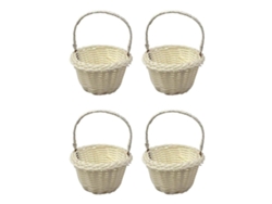 Paquete de 4 mini cestas de mimbre para flores de boda (8 x 5 cm)