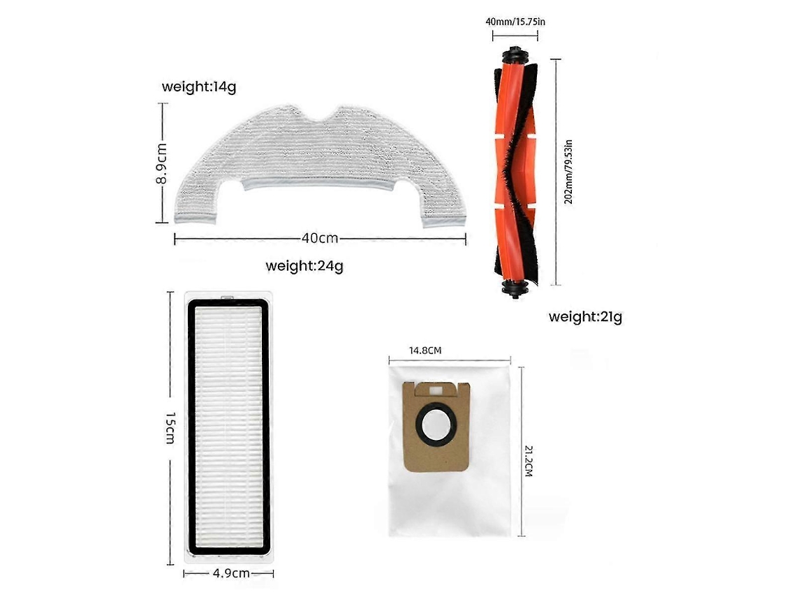 Repuestos para aspiradoras Yunzii Rob Bot D10 Plus RLS3D, Z10 Pro y L10 Plus: Cepillo lateral principal, filtro HEPA, mopa, bolsa para polvo