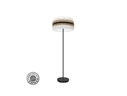 Pie De Salón 1xe27 Negro Blanco Yute 166x40x40cm Angola
