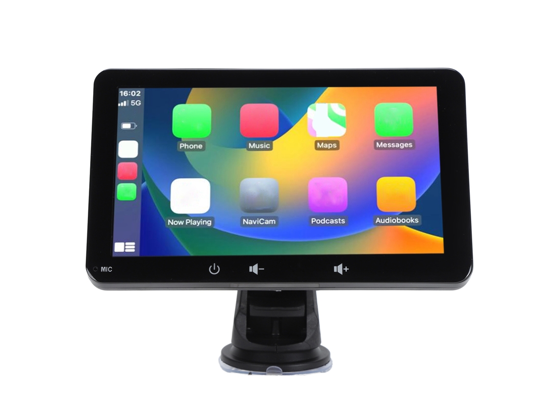 Autorradio Portátil Con Pantalla Táctil Hd De 7 Pulgadas, Compatible Con Carplay, Android Auto, Navegación Bluetooth Y Control Por Voz.