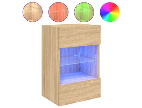 Mueble de TV de pared con luces LED roble Sonoma VIDAXL (40 x 30 x 60.5 cm)