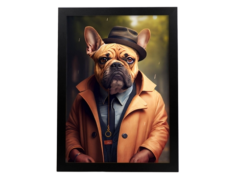 NACNIC Lámina Bulldog Elegante Práctico En Fotografía A Todo Color Divertidas Ilustraciones Realistas De Animales Con Ropa Humana A4 Marco Negro