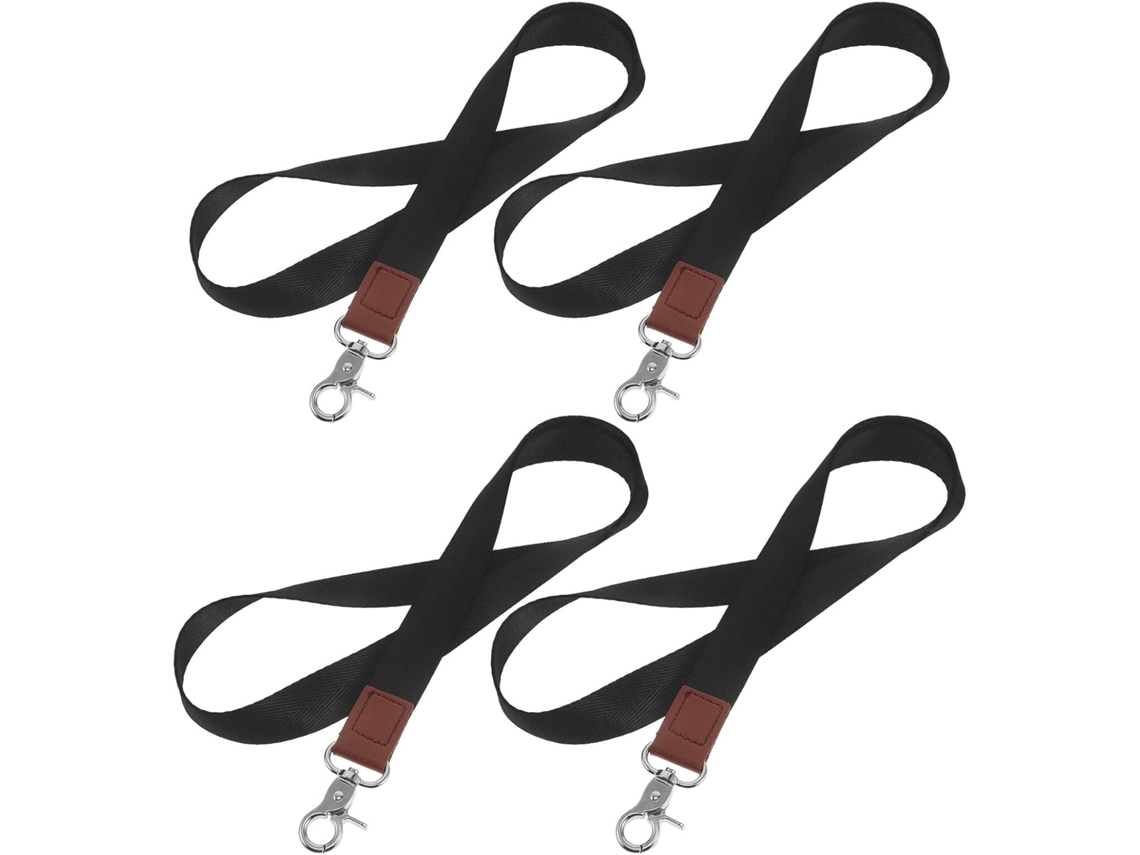 Juego De 4 Cordones Negros De 50 Cm Con Mosquetón Desmontable Para Tarjetas De Identificación.
