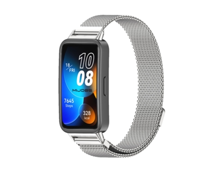Correa Smartwatch para Huawei Band 8 Mijobs Milan Pulsera Magnética de Acero Inoxidable (Plata)