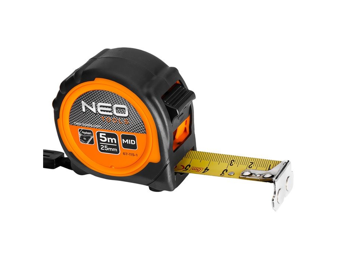 Cinta Métrica Neo 5 M Acero Laminado Magnética 25 Mm De Ancho Neo Tools