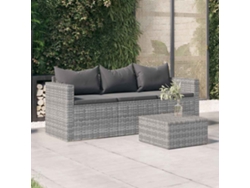Sofá de jardín de 3 plazas con cojines de mimbre gris, Dkd Home Decor