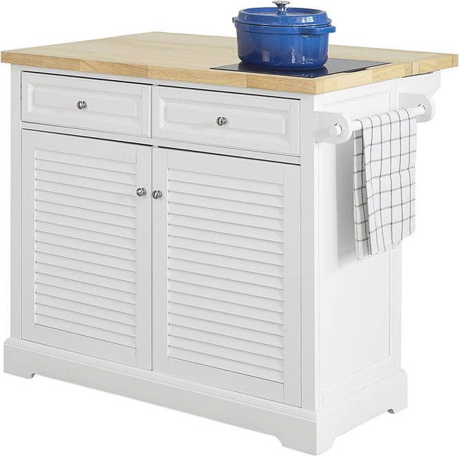 Carrito de Cocina SOBUY FKW84-WN (Madera Caucho/Mármol/MDF - 115x46x93 cm)